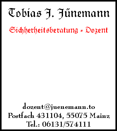Tobias Jünemann - Sicherheitsberatung, Dozent